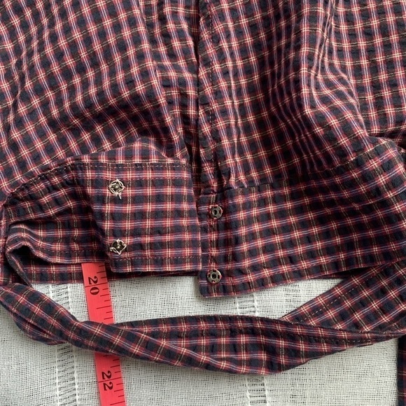 Madewell flutter sleeve, side tie, wrap blouse in plaid. - Picture 15 of 16